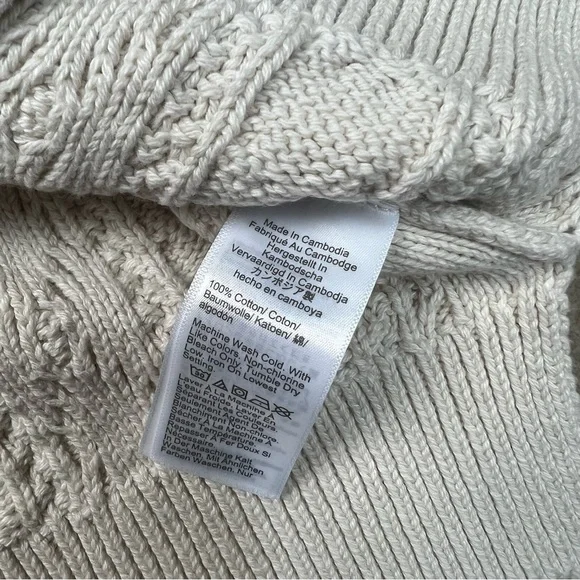 J Crew Sweater Womens XXS Beige Cable Knit Crewneck Cotton BT229 Holiday 2023 - Picture 5 of 7